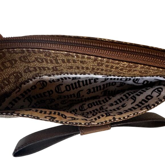 Juicy Couture Brown Monogram Logo Shoulder Crossbody Bag with Bow Accent - Picture 6 of 7